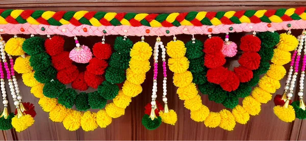 115_SCBAN02_3FT_1747651660441_gtwnwapkt9pu6lf Multicolor Woolen Pom Pom Handmade Traditional Toran For Home Shop & Temple - Image 1