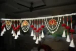 Red Woolen Pom Pom Handmade Traditional Toran For Home Shop & Temple - Image 3