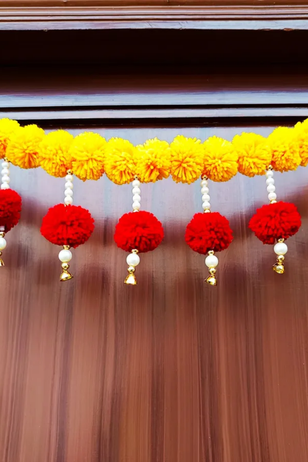 Wall Decorations - 2026-02-27T140855.298 Multicolor Woolen Pom Pom Handmade Traditional Toran For Home Shop & Temple - Image 1