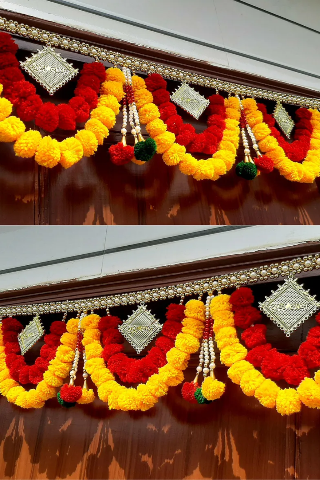 Wall Decorations - 2026-02-28T104401.063 Multicolor Authentic Handcrafted Woolen Toran For Home Shop & Temple - Image 1