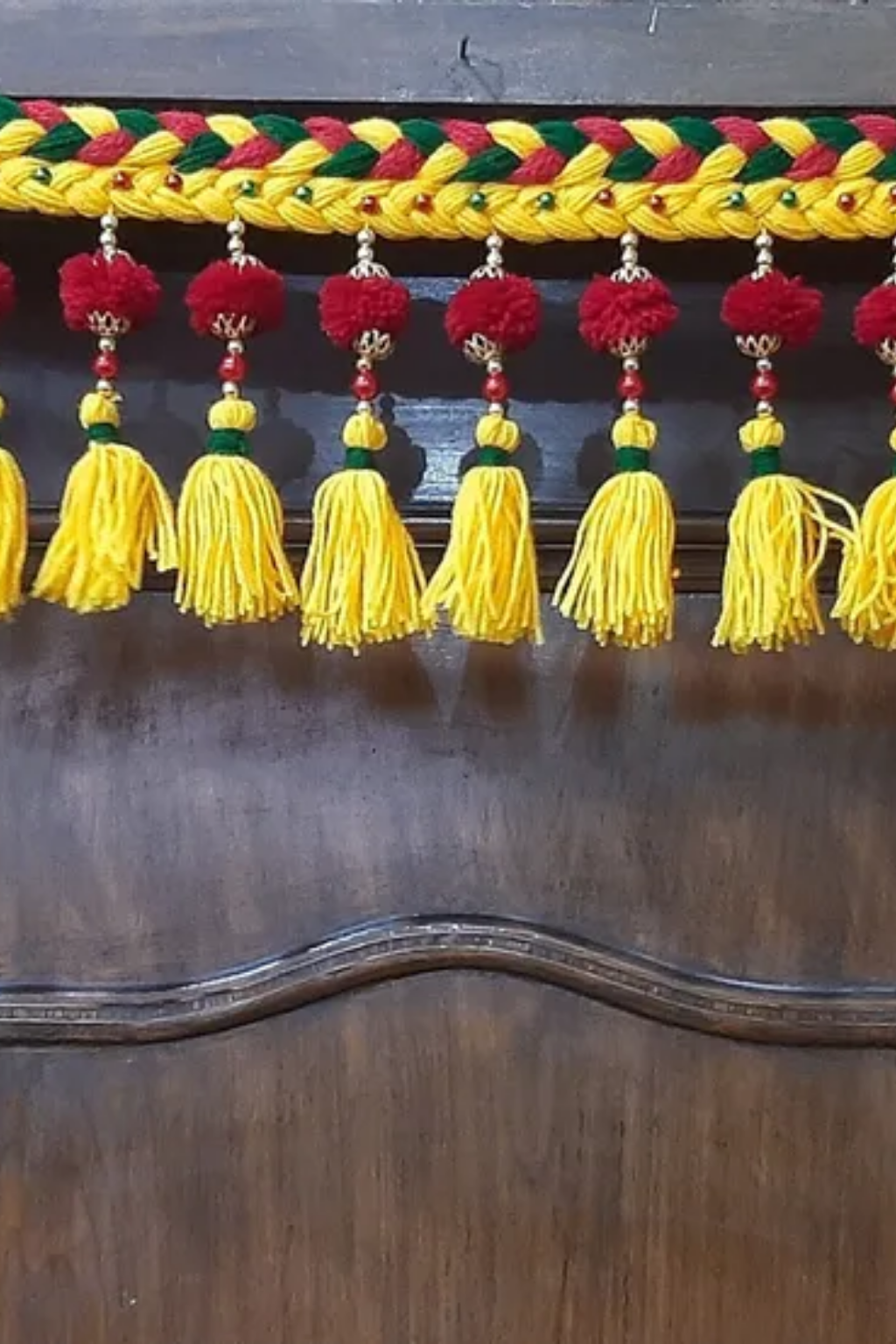 Wall Decorations - 2026-02-28T110752.628 Multicolor Woolen Pom Pom Handmade Traditional Toran For Home Shop & Temple - Image 1