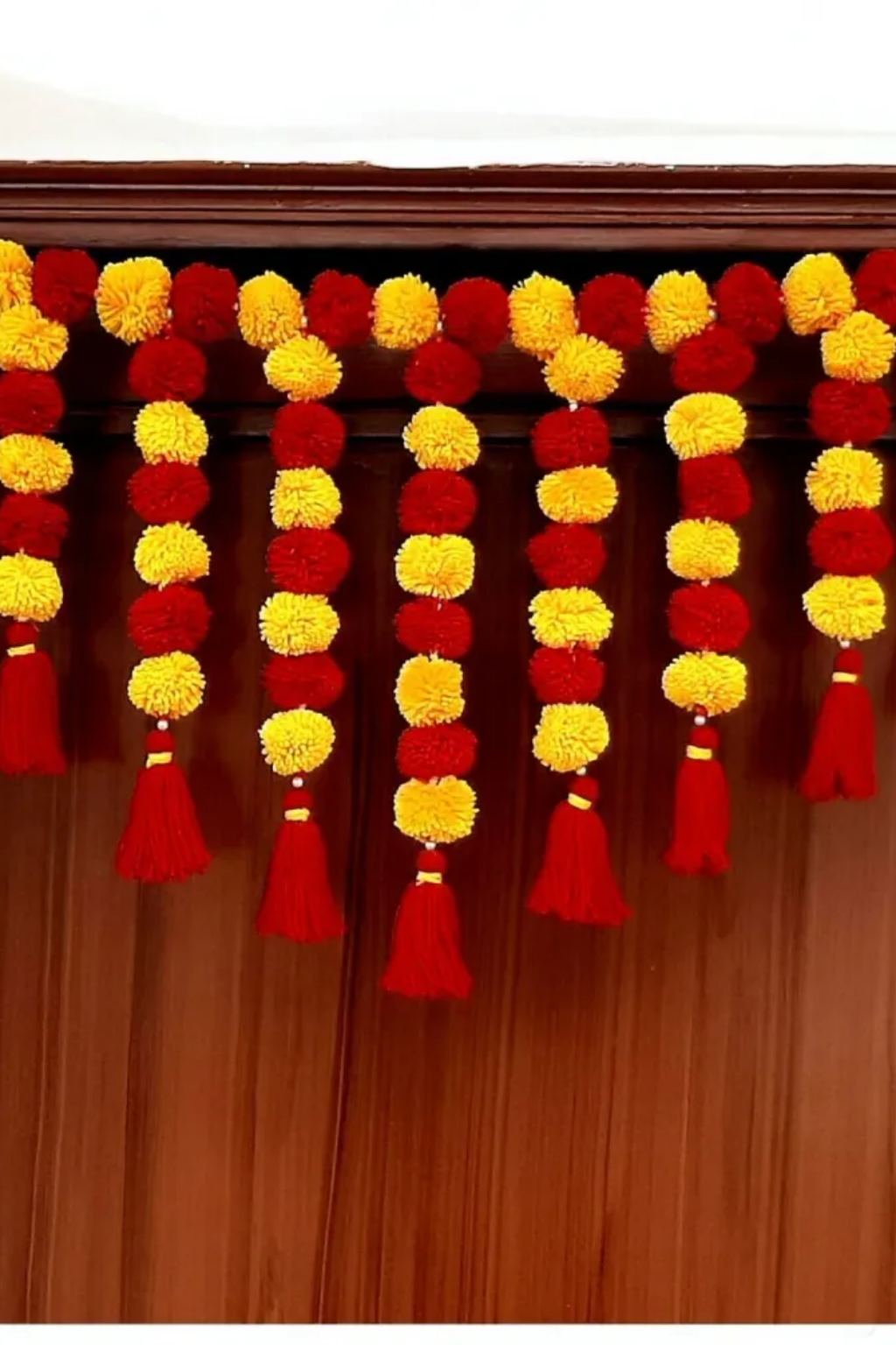 Wall Decorations - 2026-02-28T160516.198 Multicolor Woolen Pom Pom Handmade Traditional Toran For Home Shop & Temple - Image 1