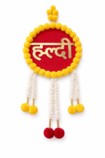 Golden Yellow Mdf Pom Pom Wall Hanging For Wedding