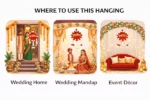 Golden Green Mdf Sheet Pom Pom Wall Hanging For Wedding - Image 6