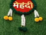Golden Green Mdf Sheet Pom Pom Wall Hanging For Wedding - Image 7