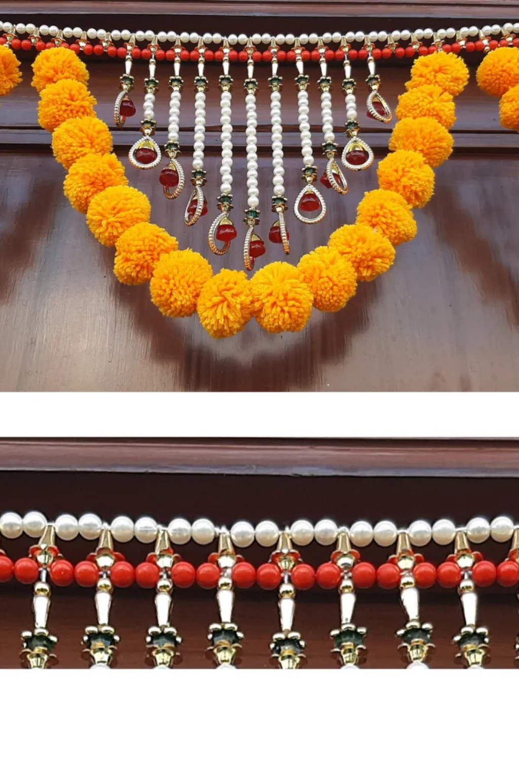 Wall Decorations - 2026-03-02T095428.222 Yellow Woolen Pom Pom Handmade Traditional Toran For Home Shop & Temple - Image 1